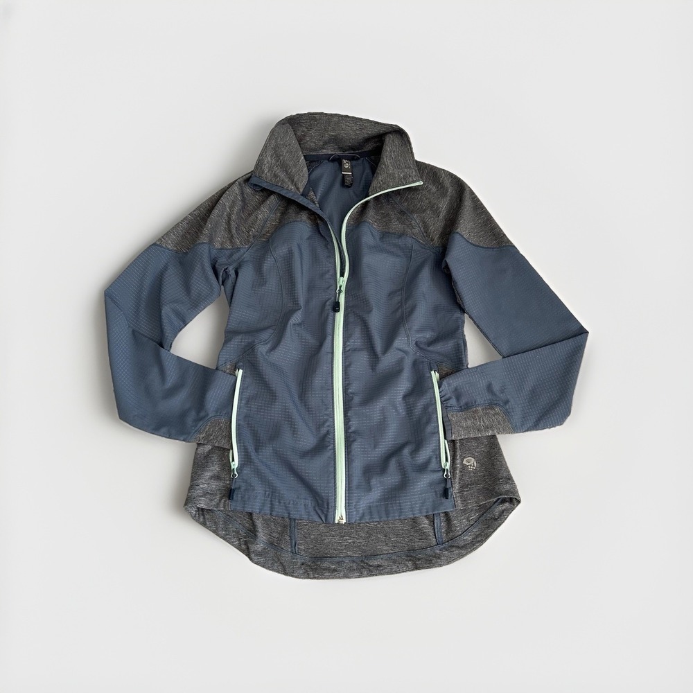 Mountain Hardwear Mistrala Jacket Womens Medium Blue Softshell Full Zip Hiking